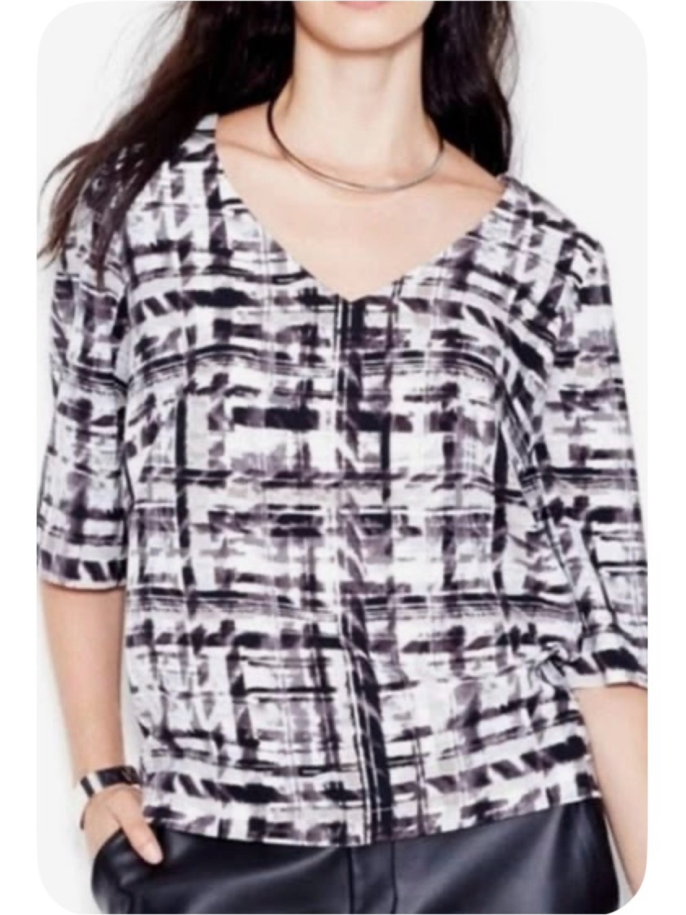NWT Rachel Roy All Things With Love Grey Combo blouse sz L